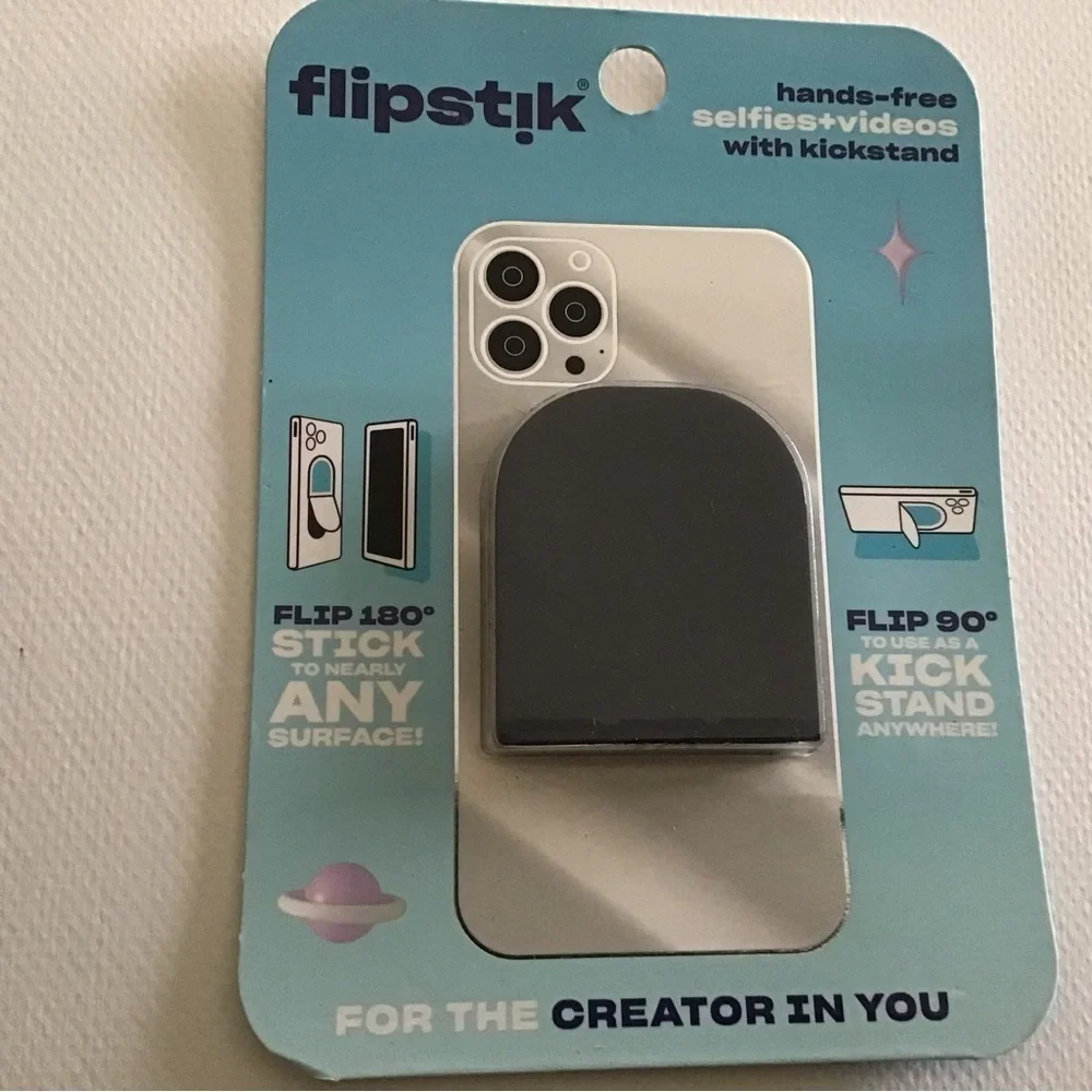 Flipstik Foldable Adhesive Phone Mount - Stick Phone to Mirror, Window NEW